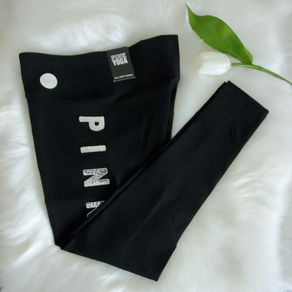 VS PINK POCKET SEQUINS LEGGINGS SIZE M - Picture 1 of 6